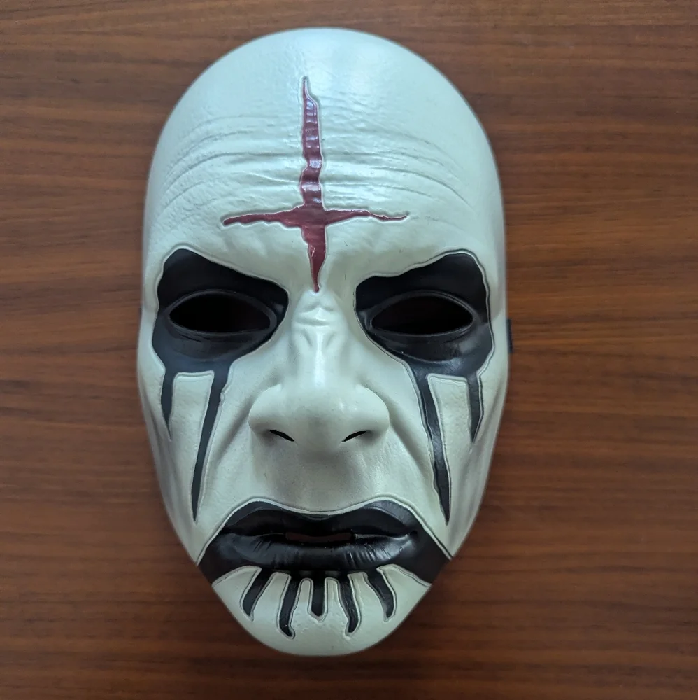 Scary Halloween Costume Black Tears Upside Down Cross Masquerade Mask Pre Owned